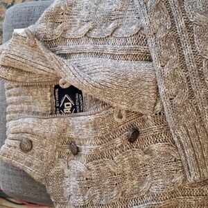 Amongst Others Marled Gray Mock Neck Henley Button Front Pullover Sweater SZ S